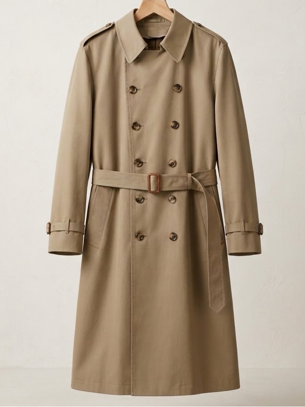 London Fog Vintage Double Breasted Trench Coat Tan Mens 42R Classic